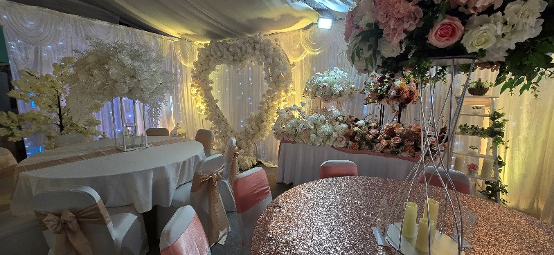 large flower heart arch