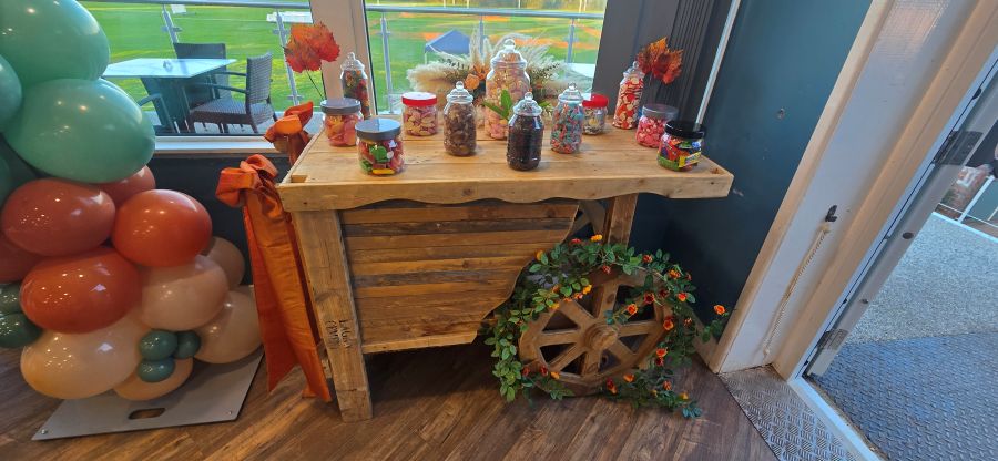 Rustic Sweet Cart at old halesonians rugby club